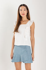 Sofiana Flutter Sleeves Top in White