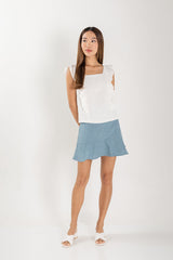 Sofiana Flutter Sleeves Top in White