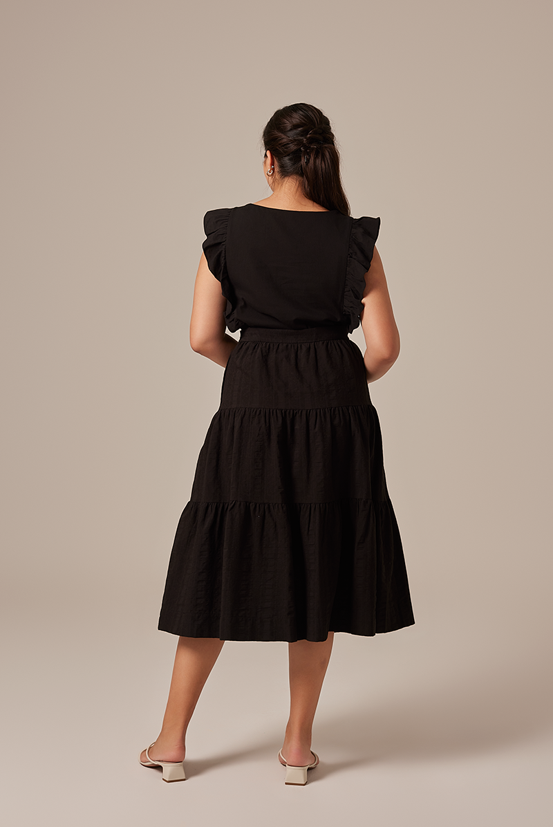 Sofiana Flutter Sleeves Top in Black