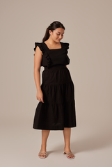 Sofiana Flutter Sleeves Top in Black