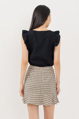 Sofiana Flutter Sleeves Top in Black