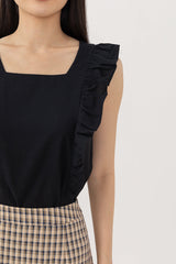 Sofiana Flutter Sleeves Top in Black