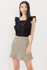 Sofiana Flutter Sleeves Top in Black