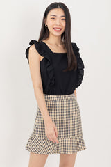 Sofiana Flutter Sleeves Top in Black