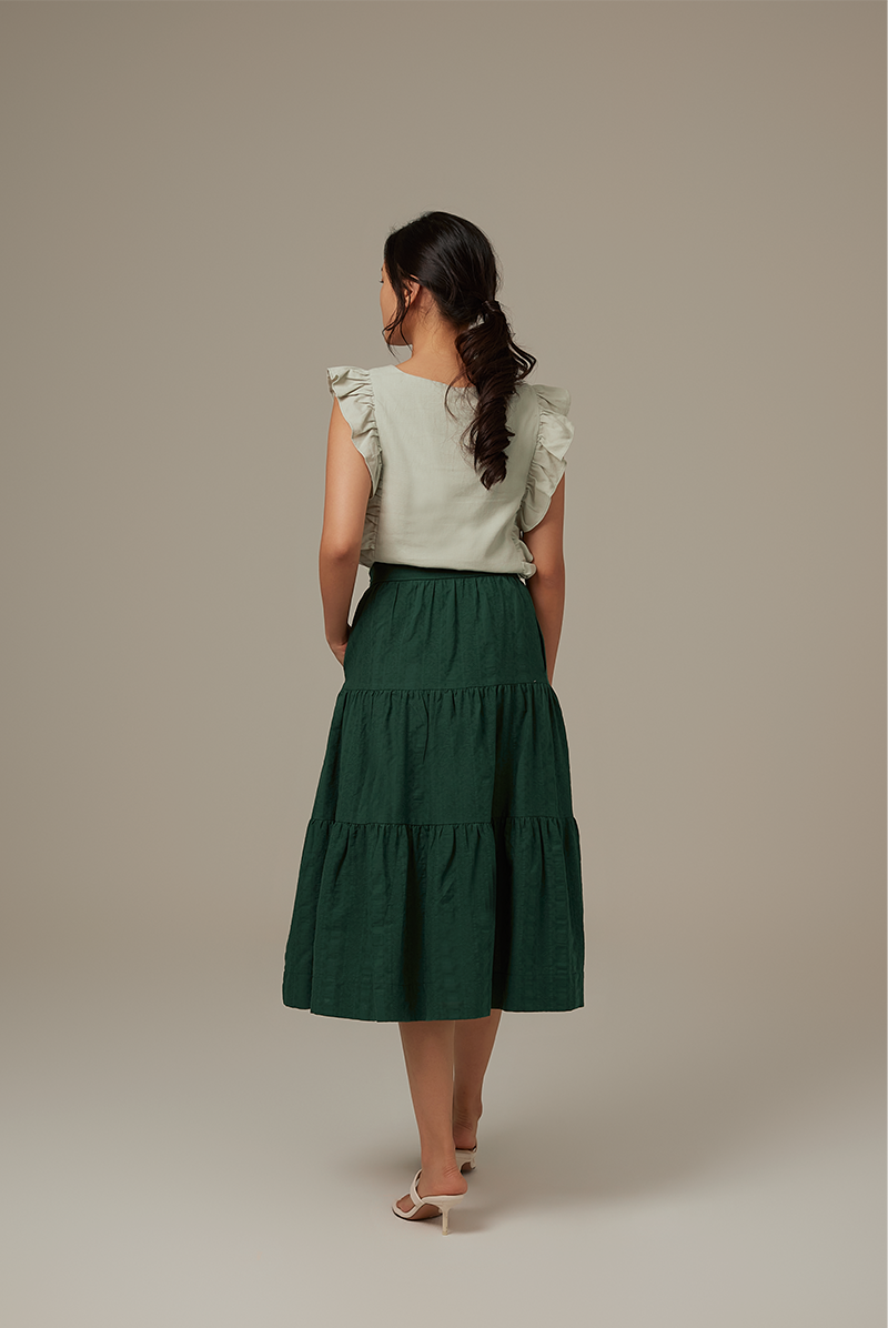 Sofiana Flutter Sleeves Top in Pale Green
