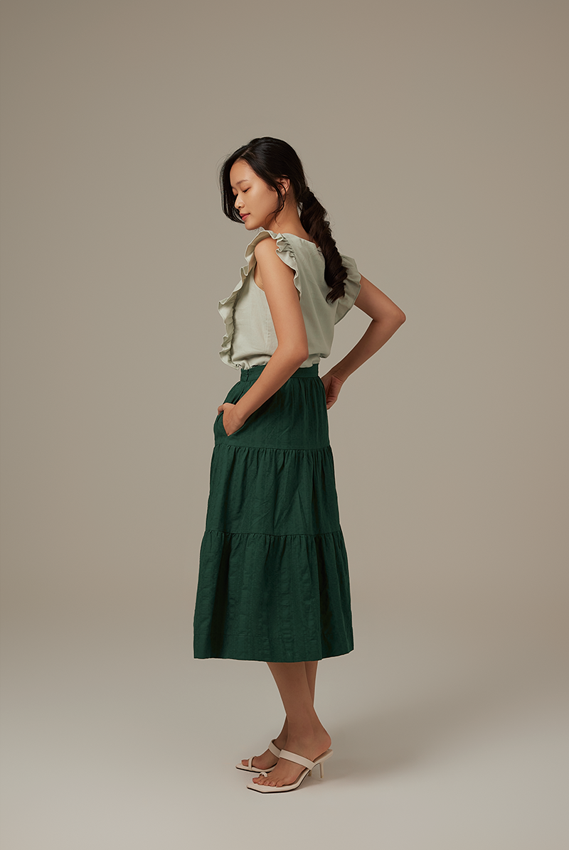 Sofiana Flutter Sleeves Top in Pale Green