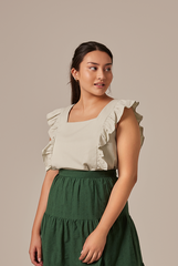 Sofiana Flutter Sleeves Top in Pale Green