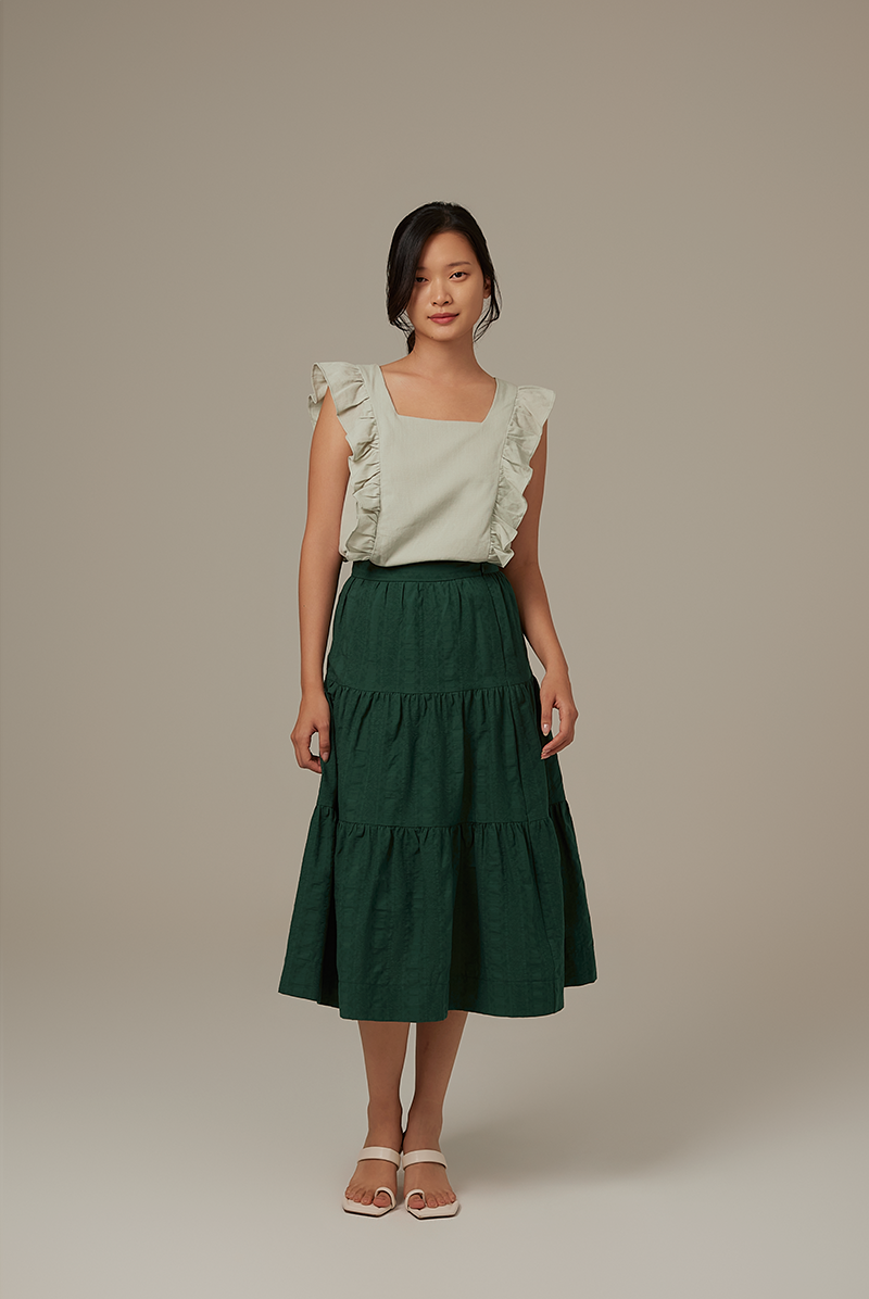Sofiana Flutter Sleeves Top in Pale Green