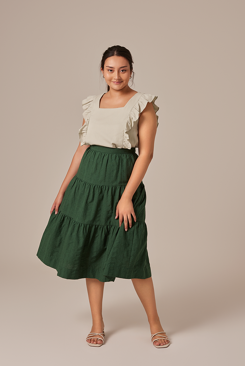 Sofiana Flutter Sleeves Top in Pale Green
