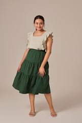 Sofiana Flutter Sleeves Top in Pale Green