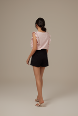 Sofiana Flutter Sleeves Top in Powder