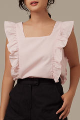 Sofiana Flutter Sleeves Top in Powder
