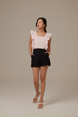 Sofiana Flutter Sleeves Top in Powder