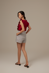 Sofiana Flutter Sleeves Top in Red