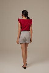 Sofiana Flutter Sleeves Top in Red