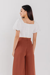 Everdena Puff Sleeves Crop Top