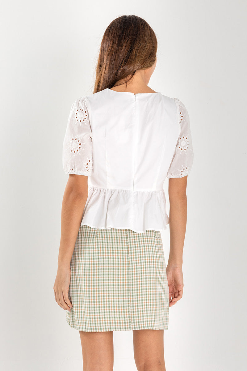 Angela Peplum Blouse in White