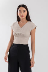 Indiana Pleated Top in Beige