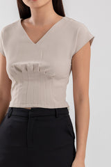 Indiana Pleated Top in Beige