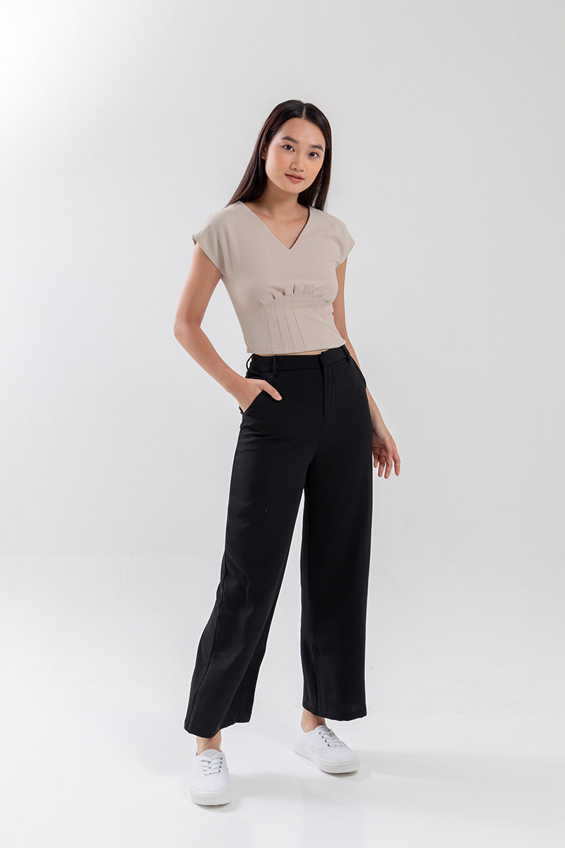 Indiana Pleated Top in Beige
