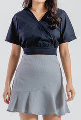 Yasmin Cuffed Sleeves Top in Black