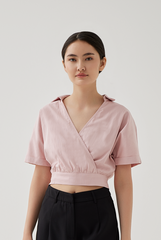 Yasmin Cuffed Sleeves Top in Dusty Pink