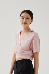 Yasmin Cuffed Sleeves Top in Dusty Pink