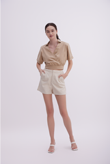 Yasmin Cuffed Sleeves Top in Khaki