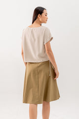 Ovena Side Drawstring Top in Khaki