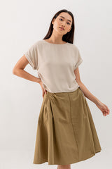Ovena Side Drawstring Top in Khaki