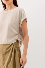 Ovena Side Drawstring Top in Khaki
