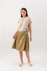 Ovena Side Drawstring Top in Khaki