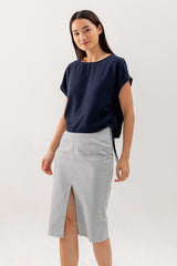 Ovena Side Drawstring Top in Navy Blue