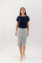 Ovena Side Drawstring Top in Navy Blue
