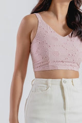 Queenie Broderie Top in Pink