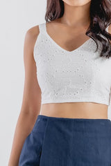 Queenie Broderie Top in White