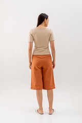 Louise Square Neck Fitted Top in Beige
