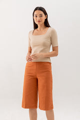 Louise Square Neck Fitted Top in Beige