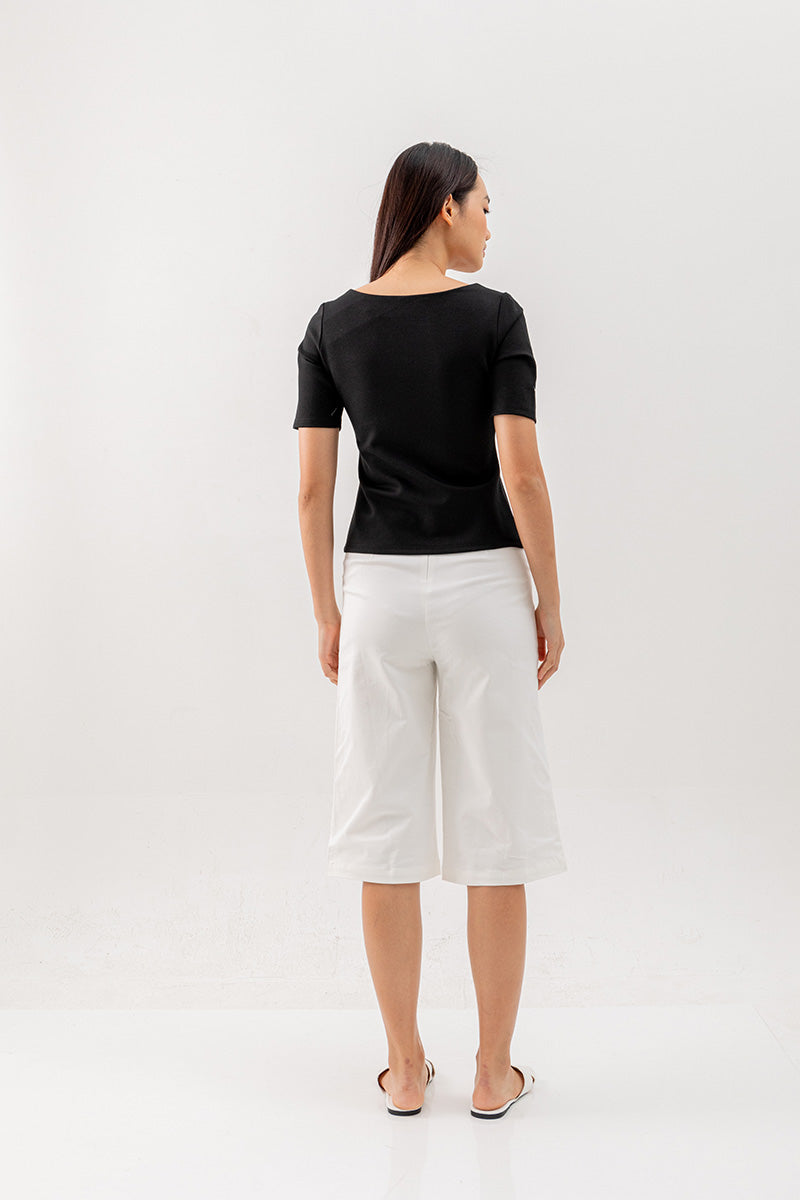 Louise Square Neck Fitted Top in Black