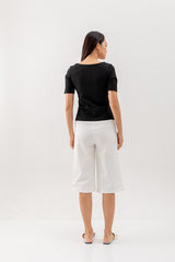 Louise Square Neck Fitted Top in Black