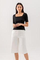 Louise Square Neck Fitted Top in Black