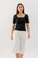Louise Square Neck Fitted Top in Black