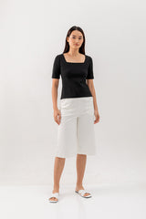 Louise Square Neck Fitted Top in Black