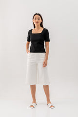 Louise Square Neck Fitted Top in Black