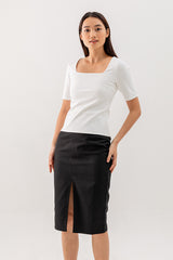 Louise Square Neck Fitted Top in White