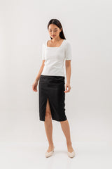 Louise Square Neck Fitted Top in White