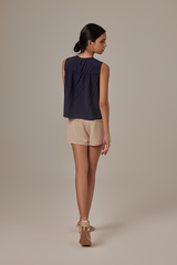 Pauline Sleeveless Top in Navy Blue