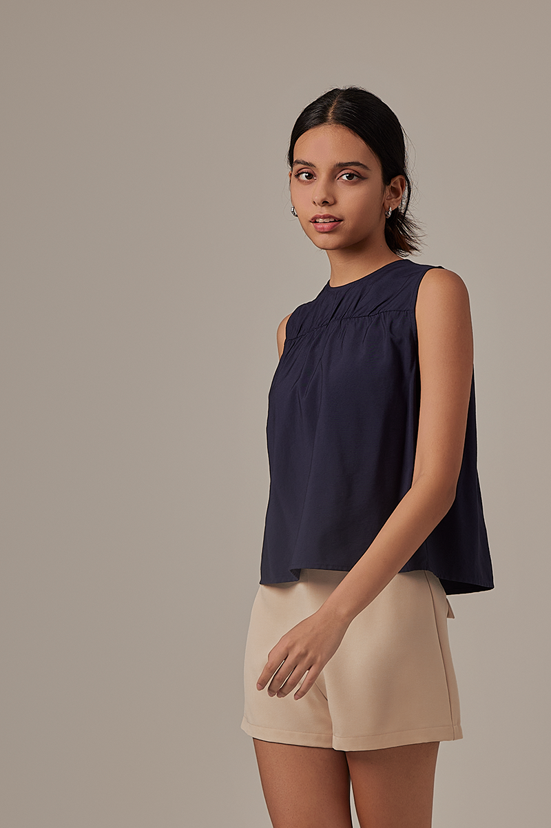 Pauline Sleeveless Top in Navy Blue