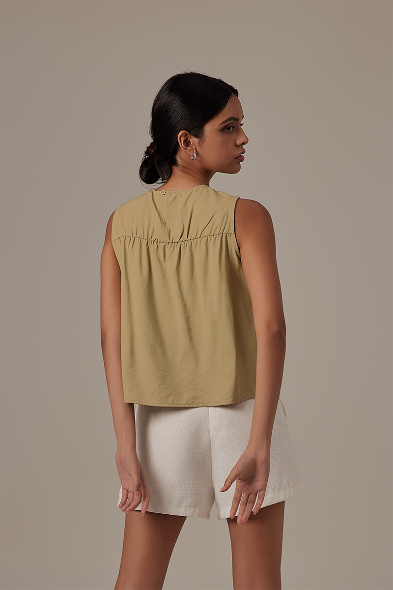 Pauline Sleeveless Top in Sage Green