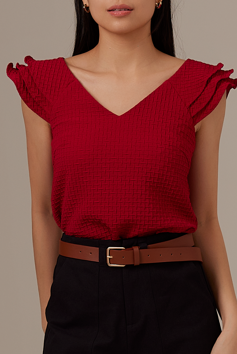 Julia Textured Top in Red